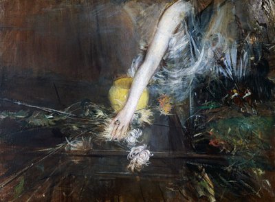 Çiçek vazolu kol, yaklaşık 1910, Giovanni Boldini (1842-1931), tuval üzerine yağlı boya. İtalya, 20. yüzyıl. by Giovanni Boldini