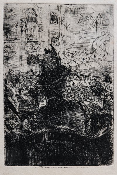 Paris'teki Operà'da, 1880 dolayları (kağıt üzerine çizgili) by Giovanni Boldini