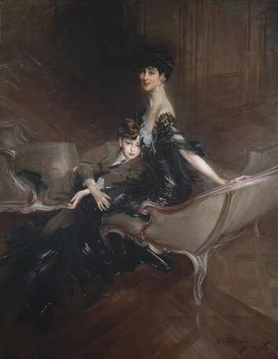 Consuelo Vanderbilt, Marlborough Düşesi ve Oğlu, Lord Ivor Spencer-Churchill, 1906 by Giovanni Boldini