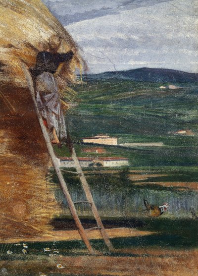 Samanlık, merdivende bir köylü by Giovanni Boldini