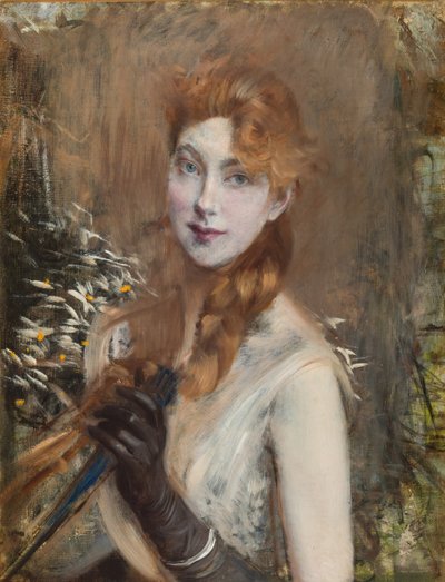 Sarışın örgü, yaklaşık 1891. by Giovanni Boldini