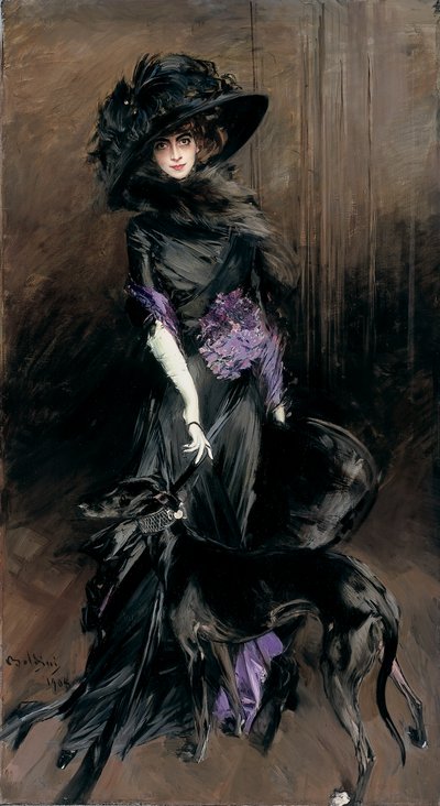 Bir tazı ile Marchesa Luisa Casati portresi by Giovanni Boldini