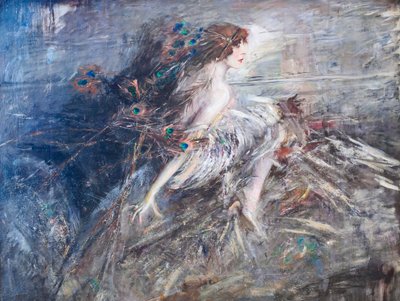 Tavus kuşu tüylü Markiz Casati'nin portresi by Giovanni Boldini
