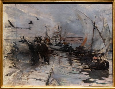 Venedik, St. Giorgio Maggiore kasabadan görülüyor, 1885 dolayları (panel üzeri yağlı boya) by Giovanni Boldini