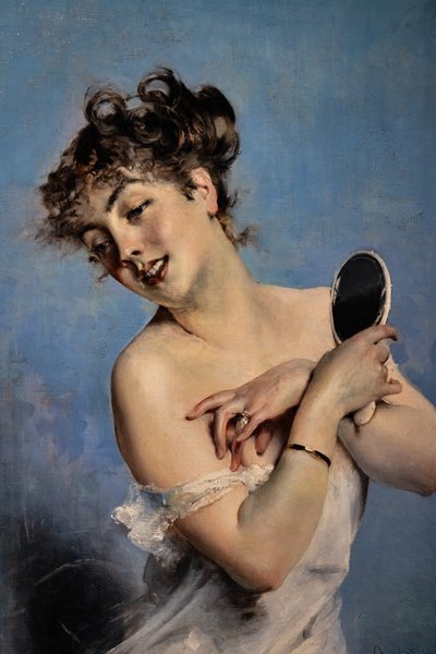 Déshabillé'deki Genç Kadın, detay by Giovanni Boldini