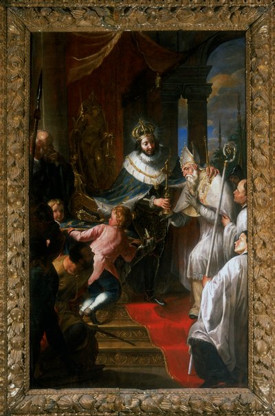 Saint Louis of France giving the Holy Thorn to Beato Bartholomew of Breganze by Giovanni Carboncino