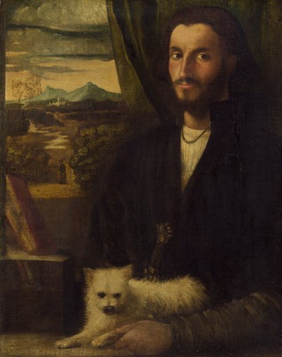Köpekli Bir Adamın Portresi, c. 1520. by Giovanni Cariani