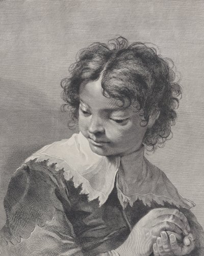 Elinde bir meyve parçası tutan dantel yakalı çocuk, 1743. by Giovanni Cattini
