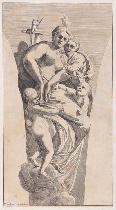 Adalet ve Yardımseverliği tasvir eden bir pandantif için çalışma, 1630-50. by Giovanni Cesare Testa