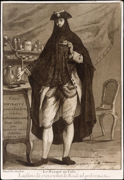Bir fincan kahve içen maskeli bir adam Le Masque au Caffé, 1775. by Giovanni David