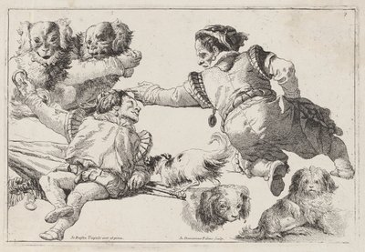 Cüceler ve Köpekler by Giovanni Domenico Tiepolo