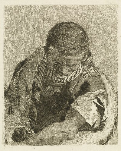 Öne eğilen bir Moor Başkanı by Giovanni Domenico Tiepolo