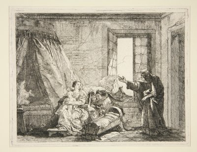 Joseph, Egitto'daki (Mısır'a Uçuş) Idee pittoresche sopra la fuga dizisinden Mary'ye Ayrılma Emrini Duyuruyor by Giovanni Domenico Tiepolo