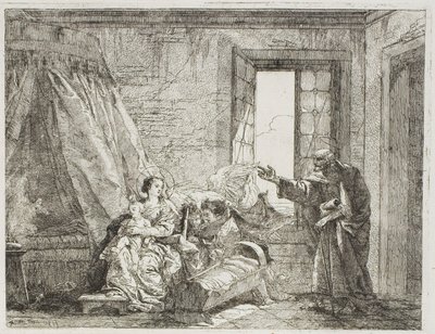 Joseph, Mary'ye Yaklaşan Ayrılışlarını Anlatıyor, Mısır'a Uçuş'tan dördüncü plaka by Giovanni Domenico Tiepolo