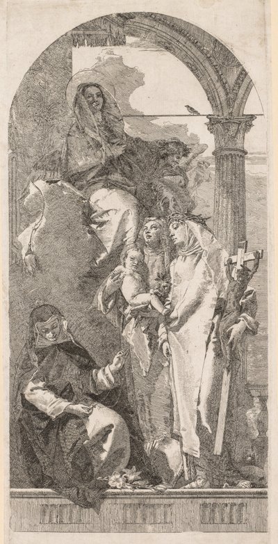 Aziz Agnes, Catherine ve Rosa ile Madonna by Giovanni Domenico Tiepolo