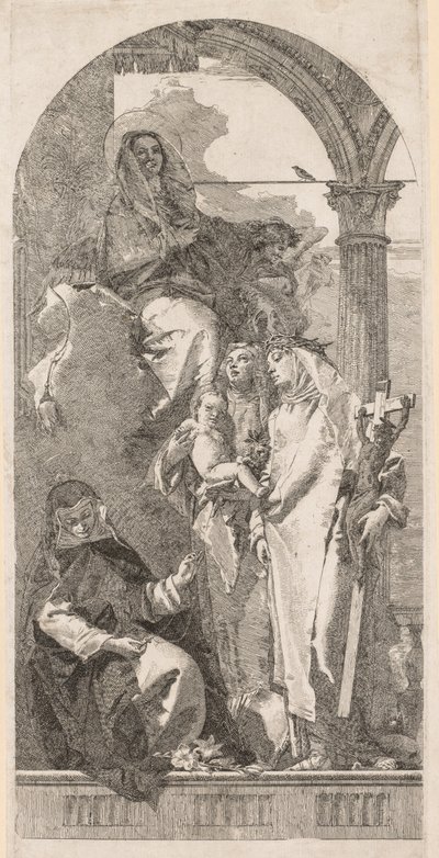 Aziz Agnes, Catherine ve Rosa ile Madonna. by Giovanni Domenico Tiepolo