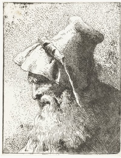 Sakallı ve şapkalı adam Kafaların toplanması (dizi başlığı) Raccolta di Teste (dizi adı) by Giovanni Domenico Tiepolo