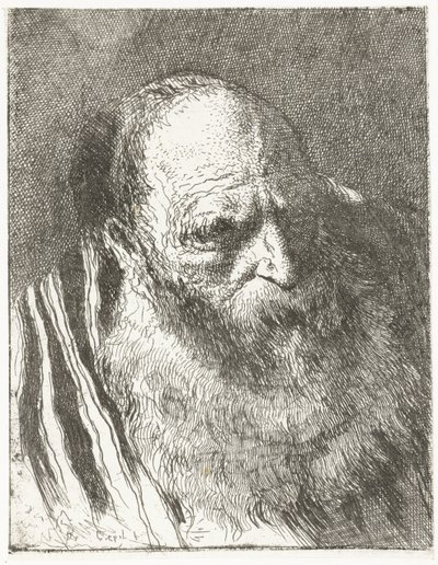 Çizgili pelerinli sakallı adam Kafaların toplanması (dizi başlığı) Raccolta di Teste (dizi adı) by Giovanni Domenico Tiepolo