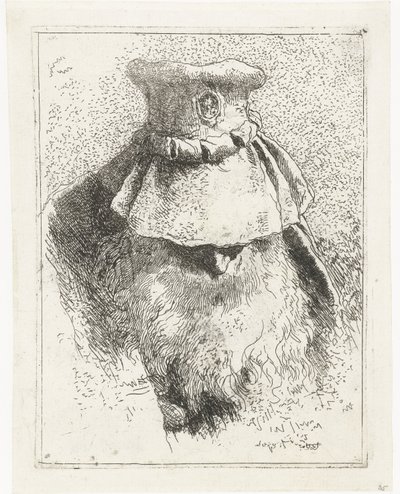 Eğilmiş kafa ve büyük şapkalı adam Kafaların toplanması (dizi başlığı) Raccolta di Teste (dizi adı) by Giovanni Domenico Tiepolo