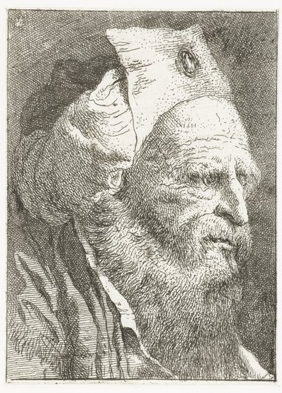Kıvrılmış şapkalı adam Kafaların toplanması (dizi başlığı) Raccolta di Teste (dizi adı) by Giovanni Domenico Tiepolo