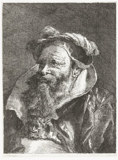 Toka üzerinde satir kafası olan adam Kafaların toplanması (dizi başlığı) Raccolta di Teste (dizi adı) by Giovanni Domenico Tiepolo
