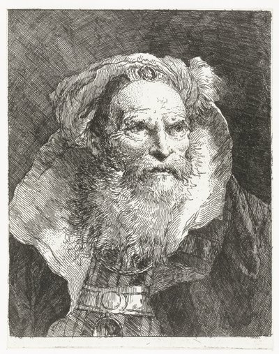 Sarıklı ve yüksek dik yakalı adam Kafaların toplanması (dizi başlığı) Raccolta di Teste (dizi adı) by Giovanni Domenico Tiepolo