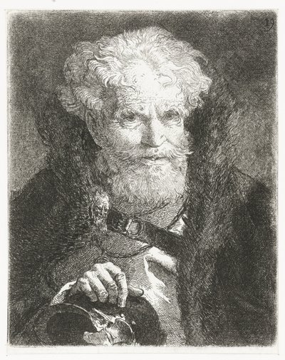 Kürk yakalı ve kasklı pelerinli yaşlı adam Kafaların toplanması (dizi başlığı) Raccolta di Teste (dizi adı) by Giovanni Domenico Tiepolo