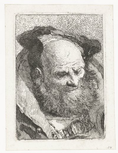 Sakallı yaşlı adam Kafaların toplanması (dizi başlığı) Raccolta di Teste (dizi adı) by Giovanni Domenico Tiepolo