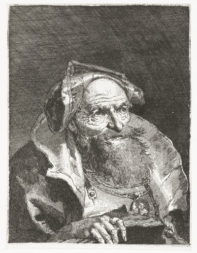 Zincir ve kitap ile yaşlı adam Kafaların toplanması (dizi başlığı) Raccolta di Teste (dizi adı) by Giovanni Domenico Tiepolo