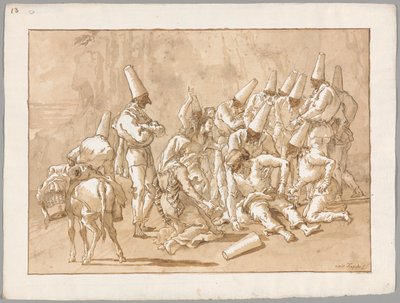 Punchinello Yolda Çöküyor by Giovanni Domenico Tiepolo