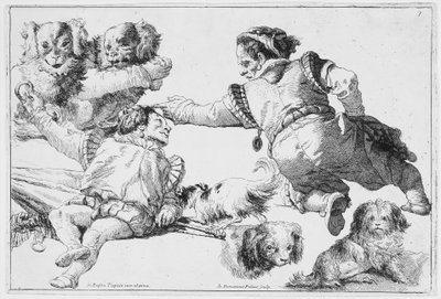 Cüceler ve Köpekler Çalışmaları, yak. 1753. by Giovanni Domenico Tiepolo
