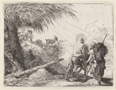 Uçuş, Kutsal Aile Sağda, Joseph Sola Bakıyor by Giovanni Domenico Tiepolo