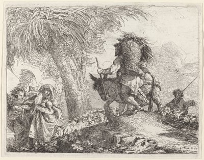 Uçuş, Sağda Yusuf ve Solda Meryem ve Melek by Giovanni Domenico Tiepolo