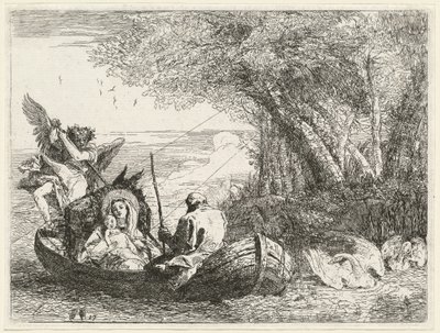 Kutsal Aile Nehrin Ötesine Taşınıyor by Giovanni Domenico Tiepolo