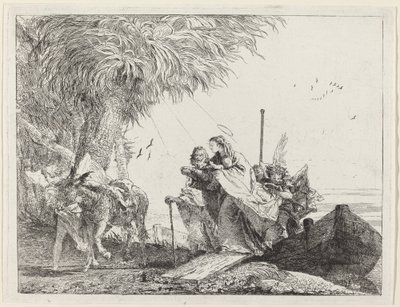Kutsal Aile Gemiden Ayrılıyor by Giovanni Domenico Tiepolo