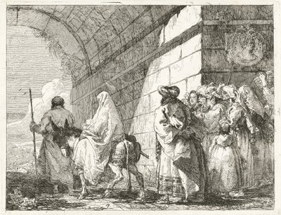 Kutsal Aile Şehir Kemerinin Altından Geçiyor by Giovanni Domenico Tiepolo