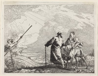 Nehrin Kıyısındaki Kutsal Aile by Giovanni Domenico Tiepolo