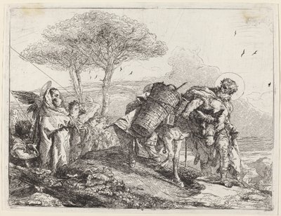 Soldaki Madonna ve Çocuk, Bir Melek Dosyası ile by Giovanni Domenico Tiepolo