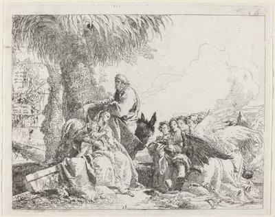 Sevgi dolu Meleklerle Uçuşta Kalanlar by Giovanni Domenico Tiepolo