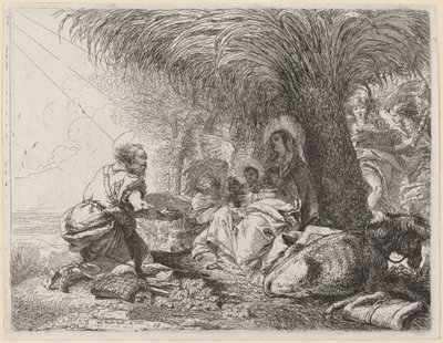 Hayranlık içinde Joseph ile Uçuşta Dinlenme by Giovanni Domenico Tiepolo
