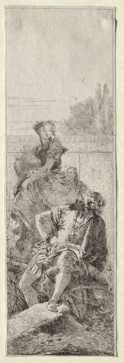 İki Köylü. by Giovanni Domenico Tiepolo