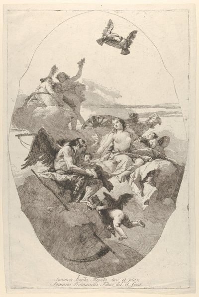 Venüs Cupid'i Time'a emanet ediyor, 1758-80. by Giovanni Domenico Tiepolo