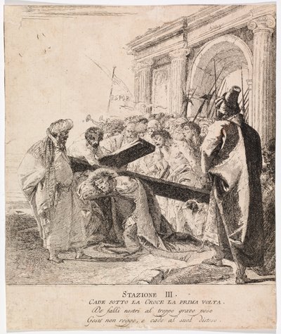 Via crucis - İstasyon III. İsa İlk Kez Düşüyor by Giovanni Domenico Tiepolo