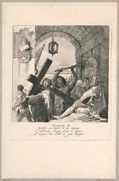 Via crucis - İstasyon II, Haçı Omuzlarına Aldı by Giovanni Domenico Tiepolo