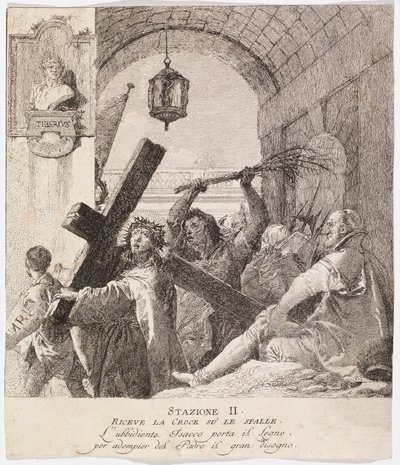 Via crucis - İstasyon II. İsa Çarmıhını Kaldırıyor by Giovanni Domenico Tiepolo