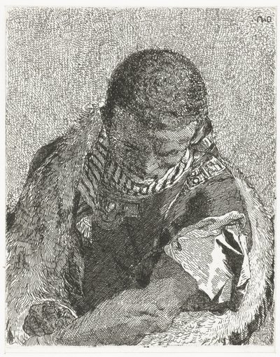 Başı eğik siyah çocuk Kafa koleksiyonu (dizi başlığı) Raccolta di Teste (dizi başlığı) by Giovanni Domenico Tiepolo