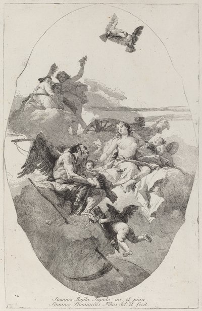 Venüs Aşk Tanrısını Zamana Emanet Ediyor by Giovanni Domenico Tiepolo after Giovanni Battista Tiepolo