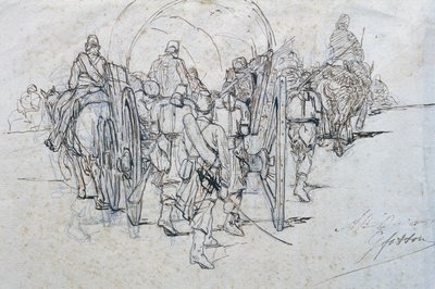 Yürüyüşte malzeme konvoyu by Giovanni Fattori
