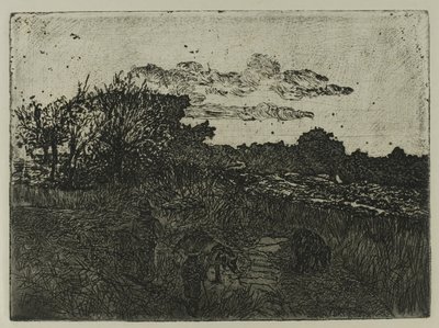 Domuz Çobanları ile Gün Batımında Ülke by Giovanni Fattori