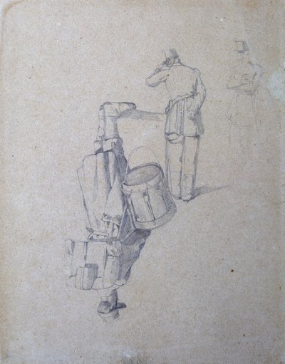 Davulcu ve iki asker by Giovanni Fattori
